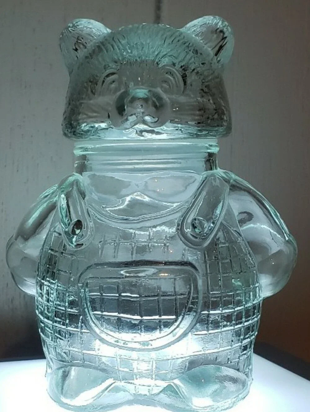 Vintage Glass Bear, Lidded Jar
